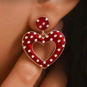 Red Heart Polka Dot Earrings